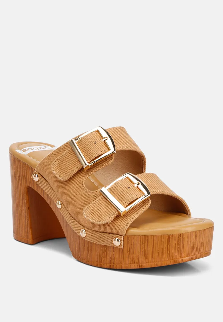 Sarai Buckle Straps High Block Heel Clogs