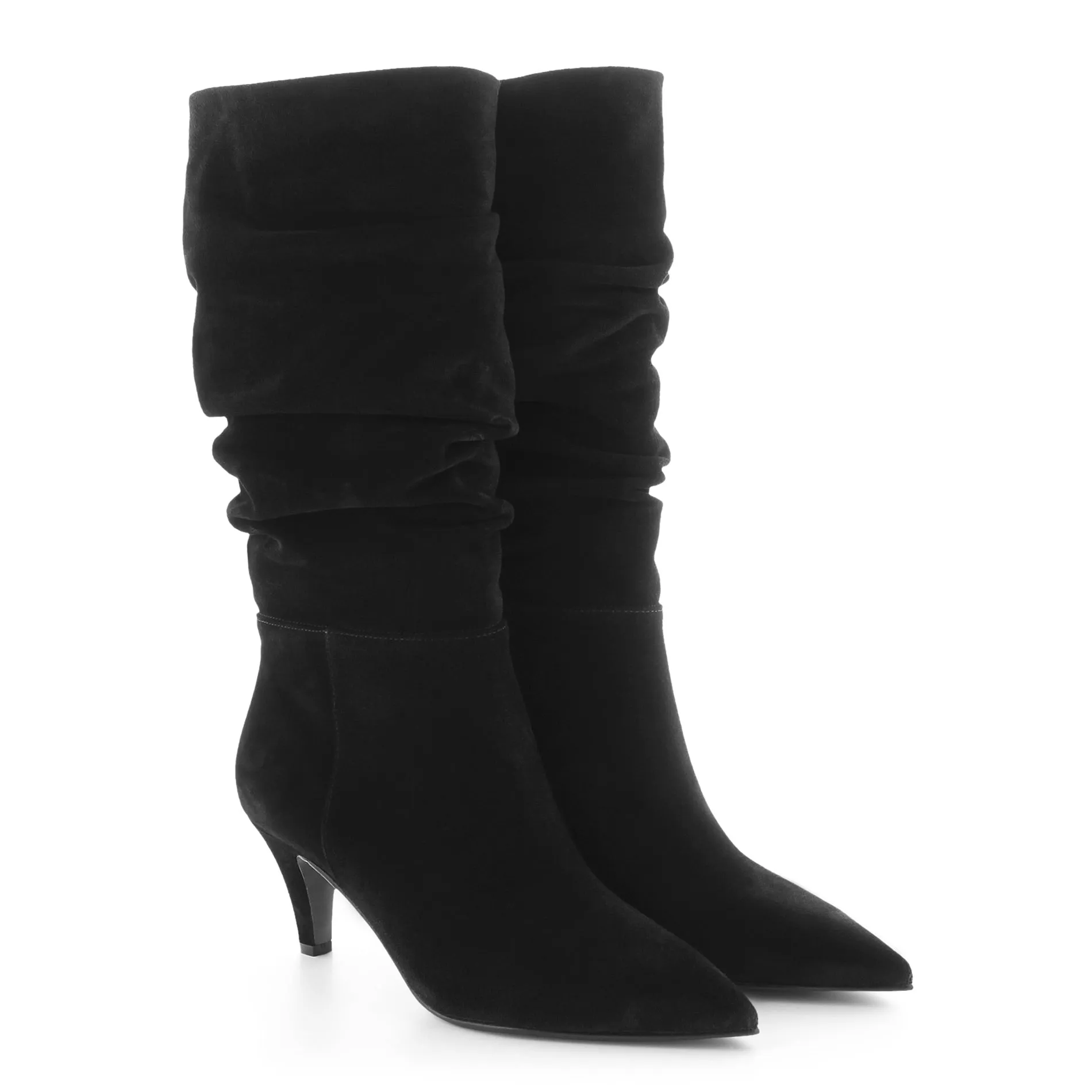 Schwarz Black Porto Slouchy Suede Boots