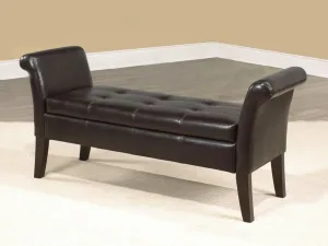 Sleek and Simple Storage Bench in Espresso Bonded Leather