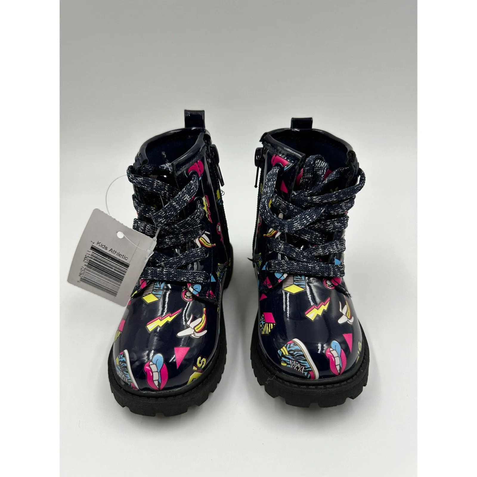 Small Kid/Toddler Size 7, '90s Themed Rain Boots with Gloss Finish