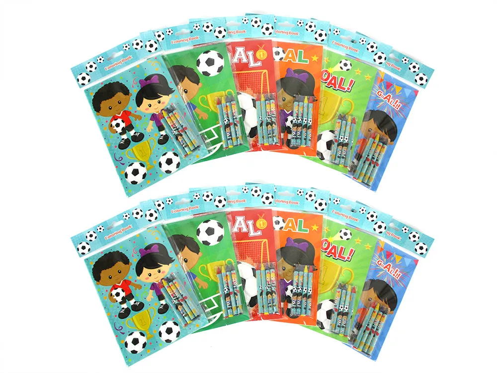 Soccer Coloring Books with Crayons Party Favors - Set of 6 or 12