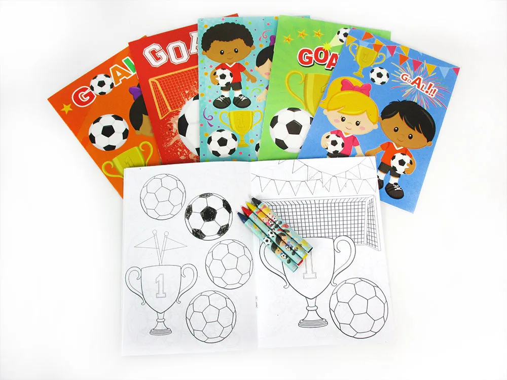 Soccer Coloring Books with Crayons Party Favors - Set of 6 or 12