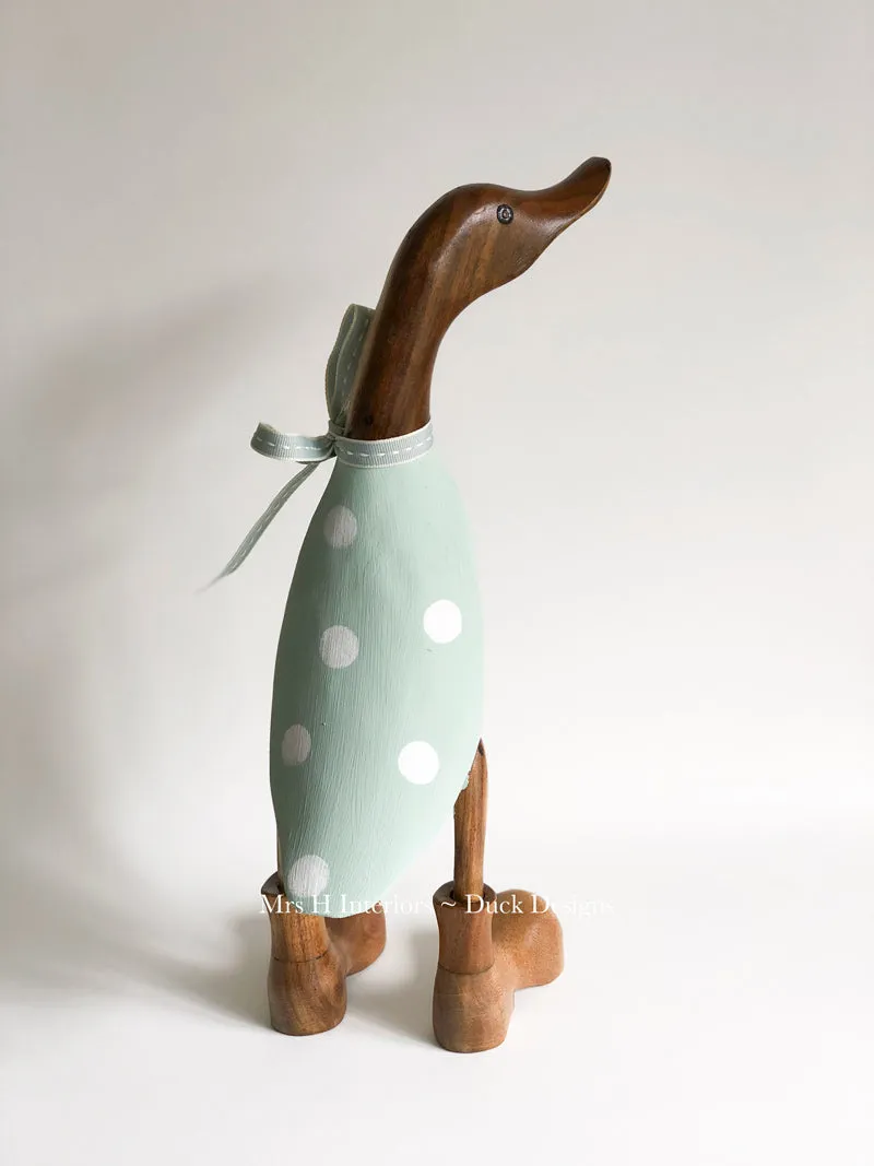 Spotty Dotty - Decorated Wooden Duck in Boots by Mrs H the Duck Lady