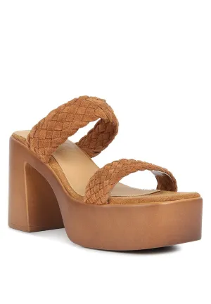 Tan Misaki Braided Detail Chunky Sandals