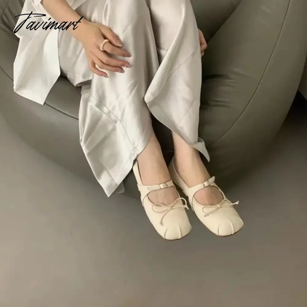 TAVIMART -  New French Style Classic Silk and PU Ballet Shoes Women Square Toe Bowtie Women Flats Elegant Valentine Shoes