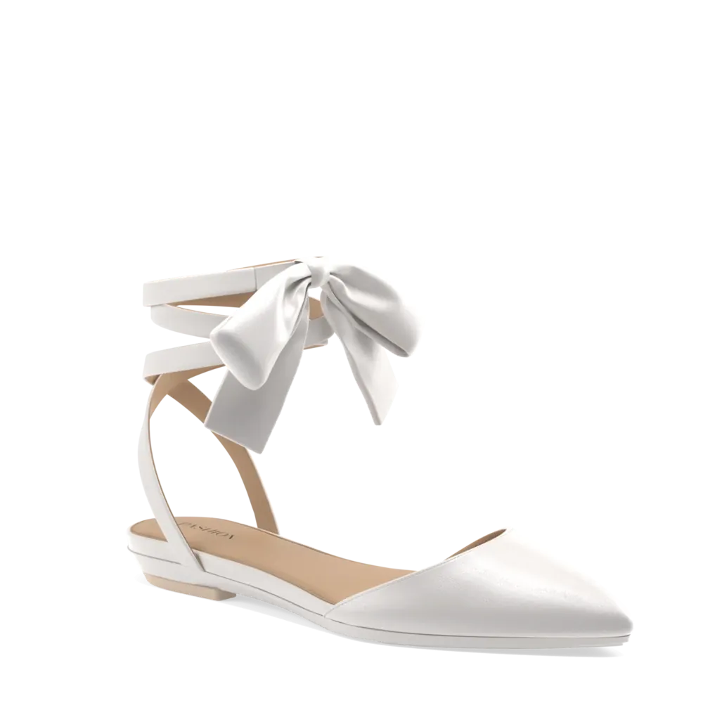 The D'Orsay - White Satin Bow   Block Heel Kit 4 White