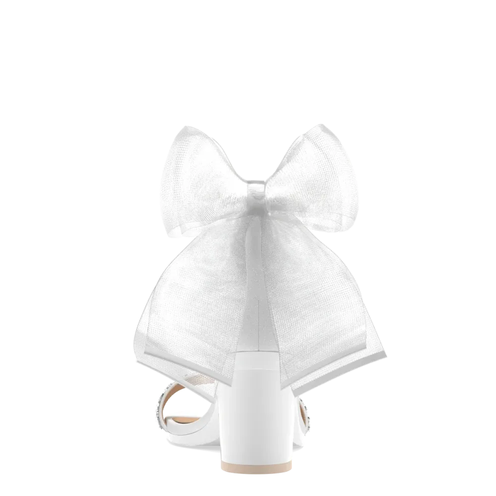 The Pashionista - White Crystal Bow   Block Heel Kit 3 White