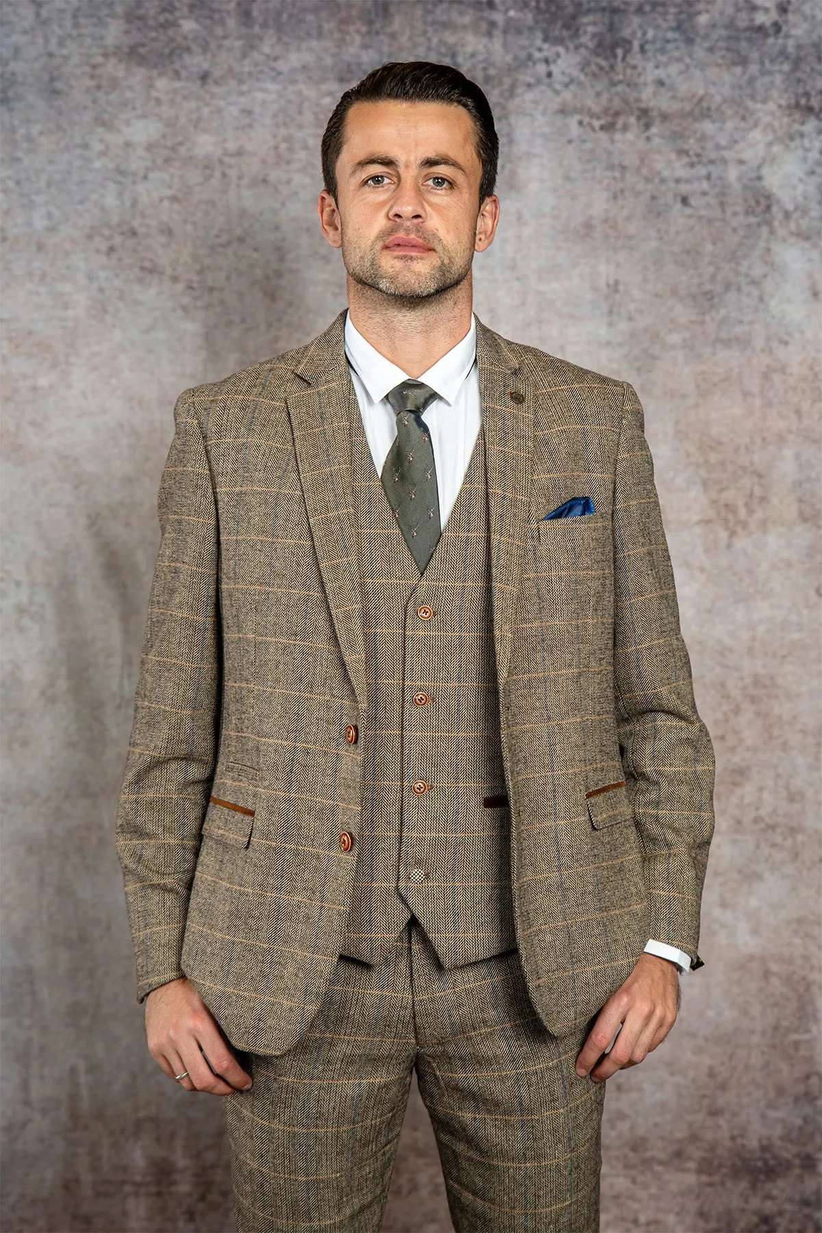 The WHU Collection - TED Tan Tweed Check Three Piece Suit As Worn By Lukasz Fabianski