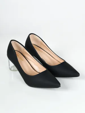 Transparent Block Heels - Black