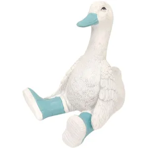 Urban Products Sitting Duck In Boots Ornamental Blue 13cm