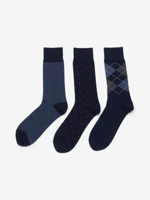 WES Lounge Navy Full-Length Socks Set of Three