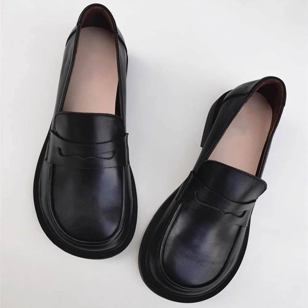 Wide Fit Slip-On Soft Leather Loafers