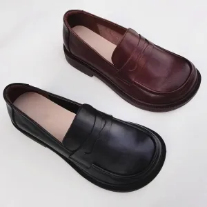 Wide Fit Slip-On Soft Leather Loafers