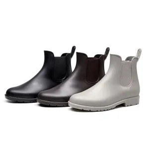 Women ankle short low heel chelsea rain boots