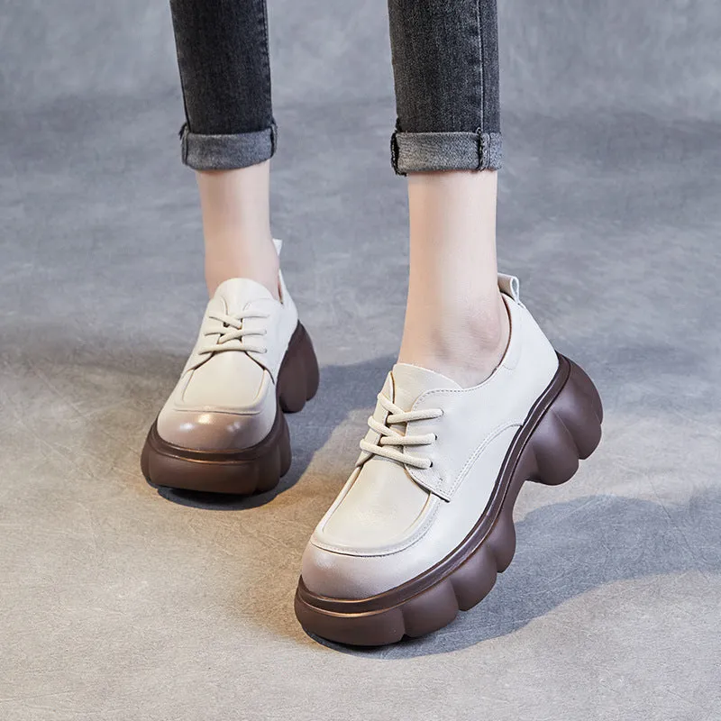 Women Minimalist Leather Casual Platform Loafers