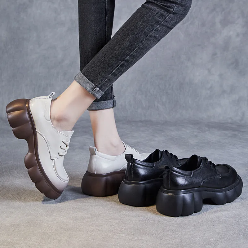 Women Minimalist Leather Casual Platform Loafers