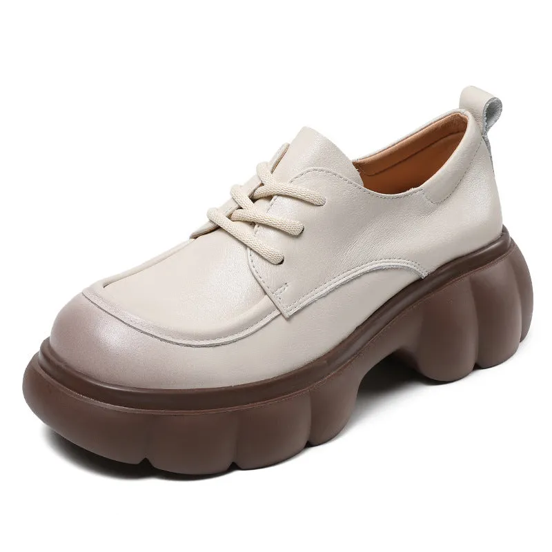 Women Minimalist Leather Casual Platform Loafers