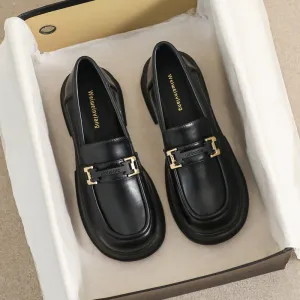 Women Retro Casual Soft Leather Thick Soled Loafers