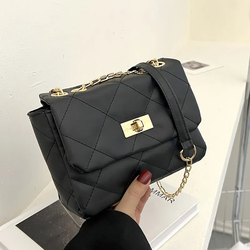 Women's Bag Spring New Fashion Rhombus Embroidery Thread Small Fragrance Small Square Bag All-Match Chain Messenger Bag