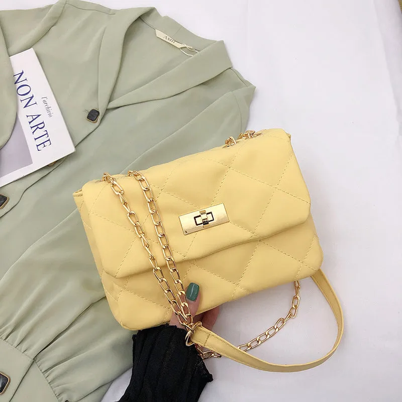 Women's Bag Spring New Fashion Rhombus Embroidery Thread Small Fragrance Small Square Bag All-Match Chain Messenger Bag