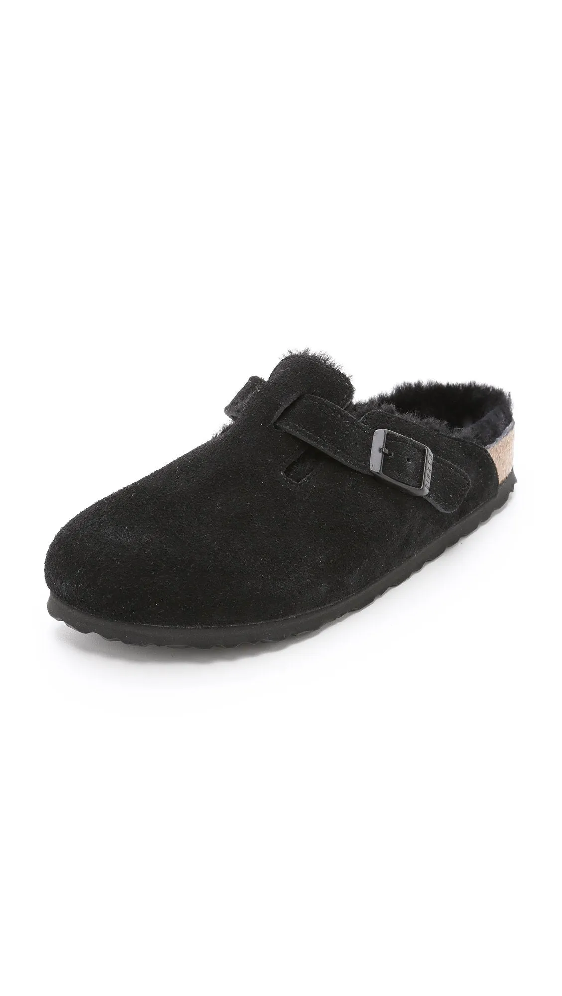 Women's Shoes Birkenstock BOSTON SHEARLING Clog Mules 0259881 BLACK SUEDE