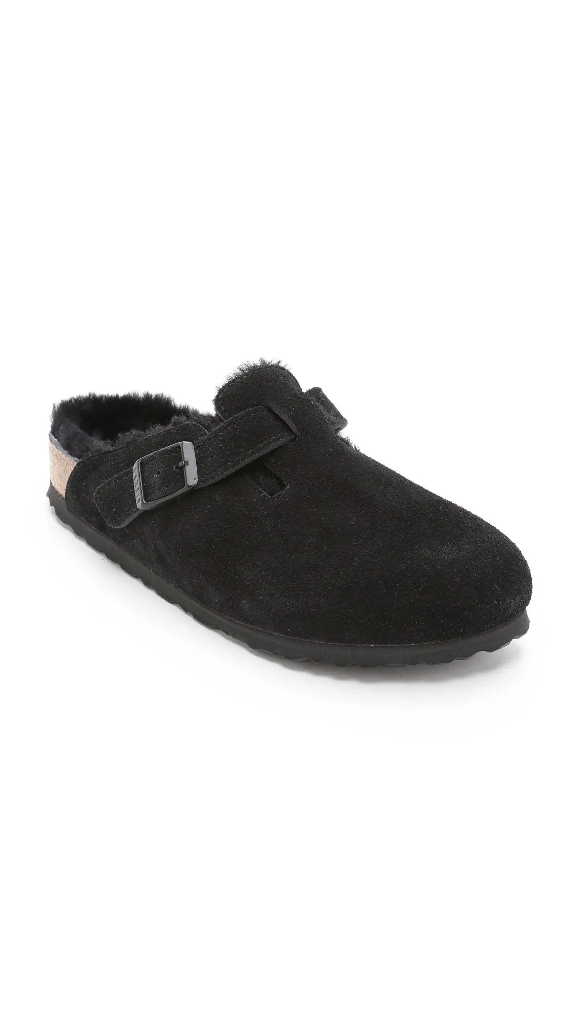 Women's Shoes Birkenstock BOSTON SHEARLING Clog Mules 0259881 BLACK SUEDE