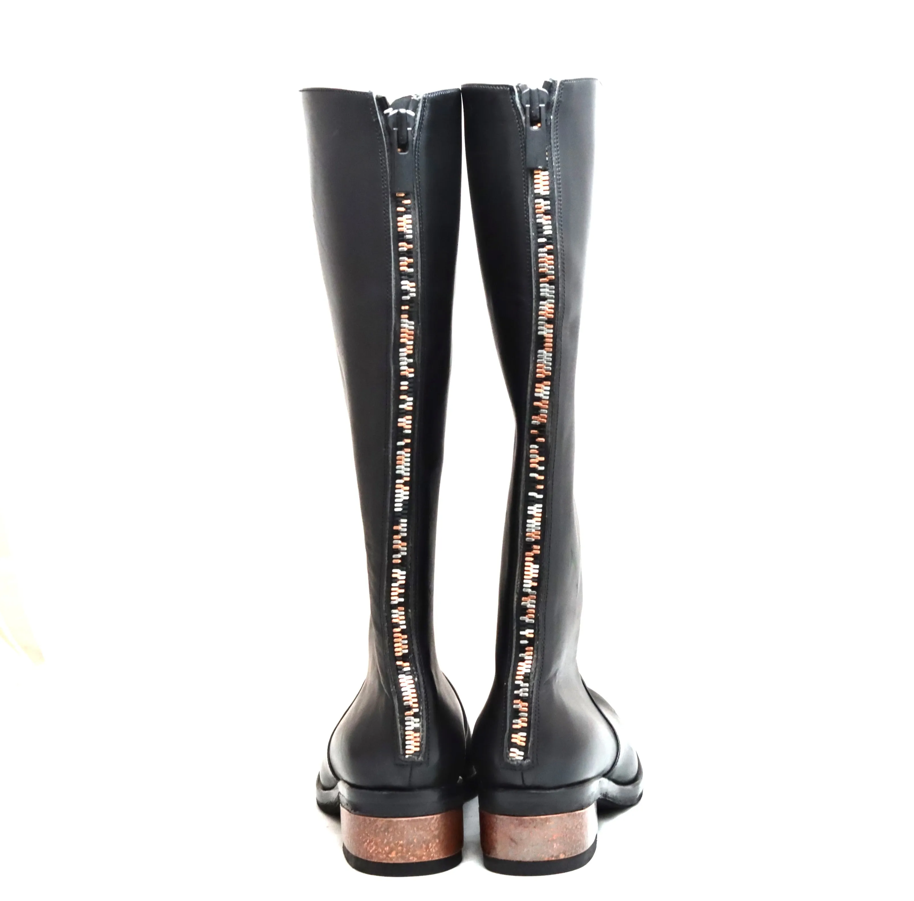 Zip back back boot tall   | Black | calf