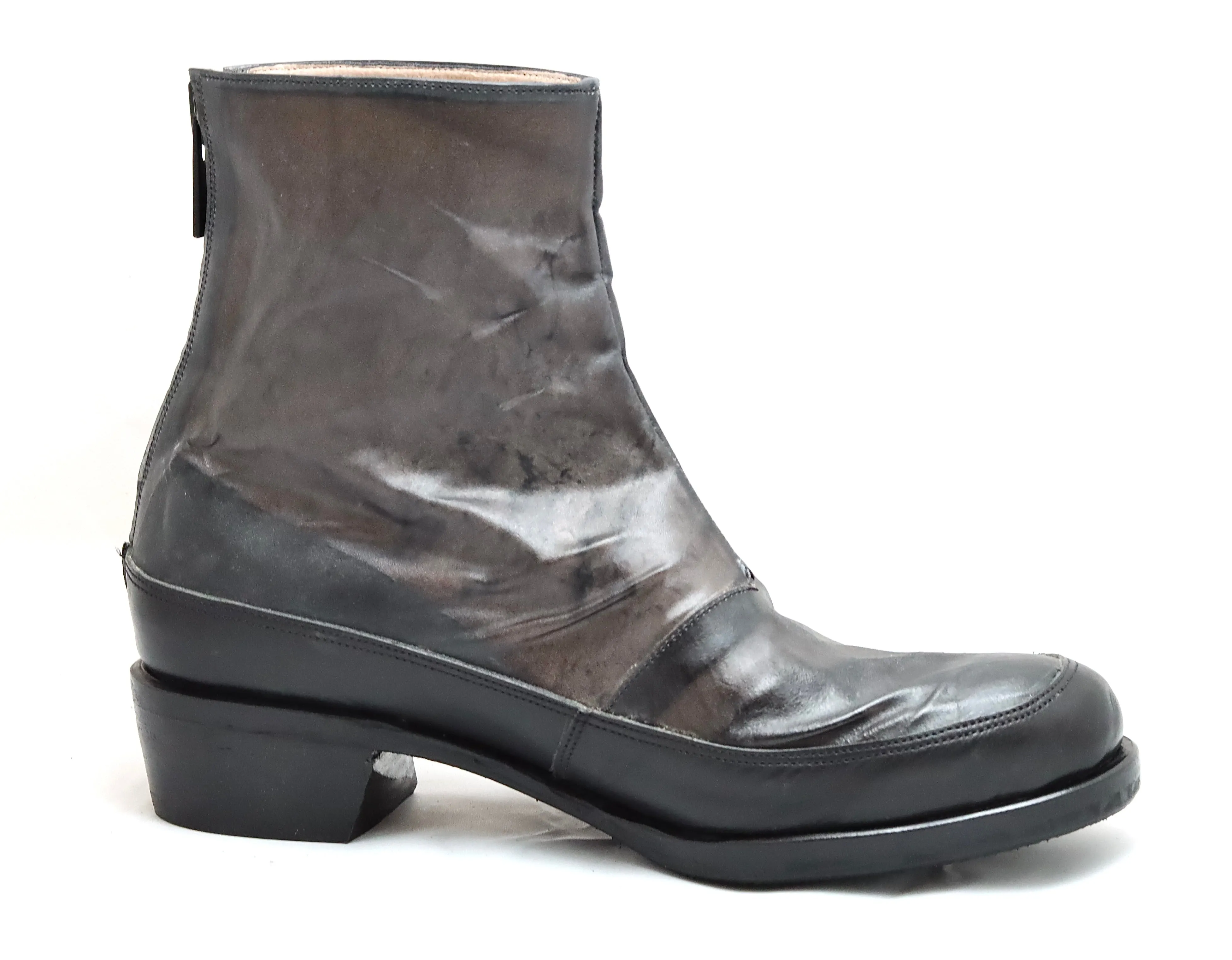 Zip back boot | grey  |transparent kangaroo and calf